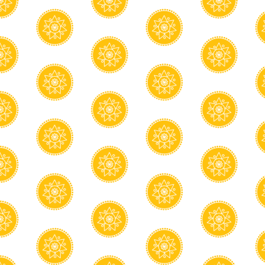 Şeffaf arkaplanda tekrarlanan sarı şekillerin dijital png çizimi. İzole görüntü, kalıp ve şekil kavramı.