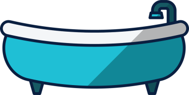 Şeffaf arka planda mavi banyo ikonunun dijital png çizimi. İzole görüntü, şekil, renk ve banyo kavramı.