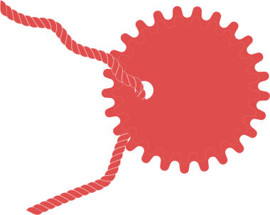 Saydam arkaplanda kopyalama alanı olan kırmızı teçhizatın dijital png çizimi. Ayrı görüntü, şekil, renk, dişli ve yazım kavramı.