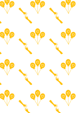 Şeffaf arkaplanda tekrarlanan el ve balonların dijital png çizimi. İzole görüntü, kalıp ve şekil kavramı.