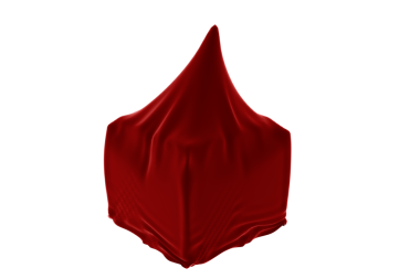 Saydam arkaplanda kırmızı maddeyle kaplı kutunun dijital png çizimi. İzole görüntü, kaplama, sürpriz.