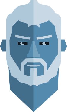 Şeffaf arka planda sakallı mavi adamın yüzünün dijital png çizimi. İzole görüntü, erkeklik ve yüz konsepti.