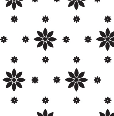 Şeffaf arkaplanda siyah çiçek deseninin dijital png çizimi. İzole görüntü, kalıp ve şekil kavramı.