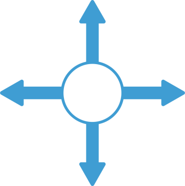Şeffaf arkaplanda okları olan mavi dairenin dijital png çizimi. Ayrı görüntü, oklar, şekiller ve yönler.