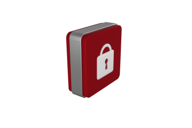 Saydam arkaplanda asma kilit simgesi olan kırmızı karenin dijital png çizimi. İzole görüntü, teknoloji ve güvenlik.