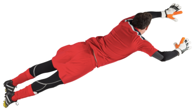 Saydam arkaplanda kalecinin gol attığı dijital png fotoğrafı. İzole fotoğraf, futbol, spor.