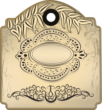 Şeffaf arkaplanda dekoratif krem etiket tasarımının dijital png çizimi. İzole edilmiş resim, merkezi kopyalama alanı ile etiketlenmiş şablon.