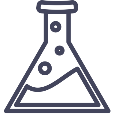Şeffaf arkaplanda mavi laboratuvar şişesinin dijital png çizimi. İzole görüntü, şekil ve bilim konsepti.