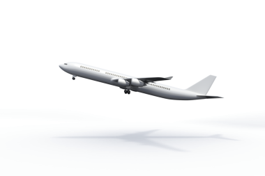 Saydam arka planda uçan uçağın dijital png çizimi. İzole görüntü, seyahat, turizm ve ulaşım kavramı.