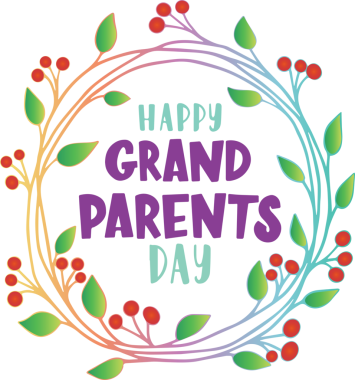 Digital png illustration of happy grand parents day text with frame on transparent background. Isolated image, grandparent's day, celebration.