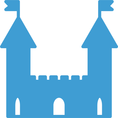 Saydam arkaplanda kopya alanı olan mavi şatonun dijital png çizimi. İzole görüntü, şekil, renk, yapı, mimari ve yazım kavramı.