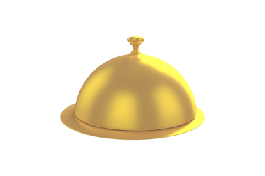 Şeffaf arkaplanda altın plakanın dijital png çizimi. İzole görüntü, yemek ve pişirme konsepti.