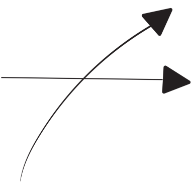 Şeffaf arkaplanda kesişen iki sağ okun dijital png çizimi. İzole görüntü, yön ve rota.