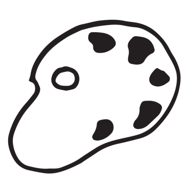 Şeffaf arkaplanda siyah beyaz boya paletinin dijital png çizimi. İzole görüntü, resim, hobi ve çalışma.