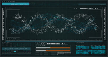Saydam arkaplanda moleküler yapıyla dijital arayüzün dijital png çizimi. İzole görüntü, bilim ve dijital arayüz kavramı.