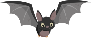 Şeffaf arkaplanda küçük mutlu yarasanın dijital png çizimi. İzole görüntü, hayvanlar ve şekiller konsepti.