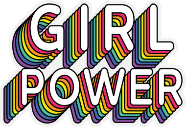 Şeffaf arkaplan üzerindeki renkli kız güç metninin dijital png çizimi. İzole görüntü, metin ve gurur kavramı.