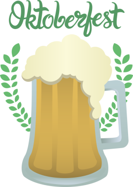 Oktoberfest metninin dijital pninde şeffaf arkaplanda bir kupa bira var. İzole imaj, festival, kutlama ve yiyecek ve içecek konsepti.