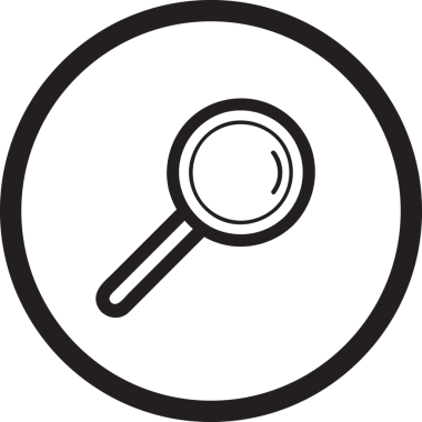 Şeffaf arkaplanda büyüteçle siyah dairenin dijital png çizimi. İzole edilmiş resim, arıyor ve arıyor.