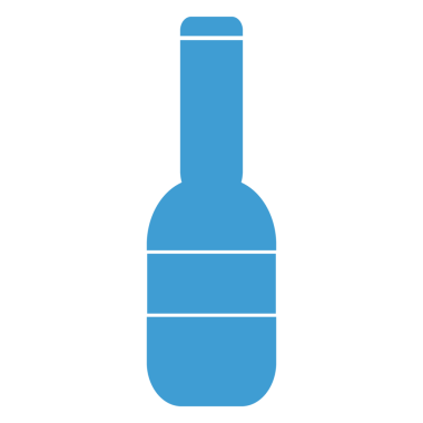 Saydam arkaplanda kopya alanı olan mavi şişenin dijital png çizimi. Ayrı görüntü, şekil, renk, kap ve yazma kavramı.