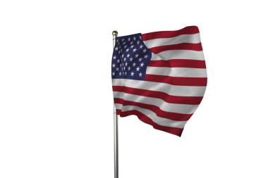 Şeffaf arka planda ABD bayrağı dalgalandırmanın dijital png çizimi. İzole görüntü, milliyet ve köken.