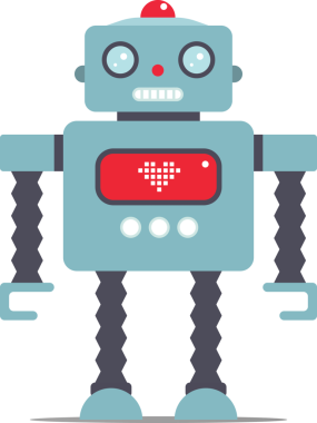 Şeffaf arkaplanda kalp ekranı olan mavi robotun dijital png çizimi. İzole görüntü, teknoloji, aşk ve sevgililer günü.