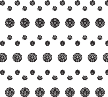 Şeffaf arkaplanda tekrarlanan siyah rosetlerin dijital png çizimi. Ayrı resim, tasarım arkaplan ve maket.