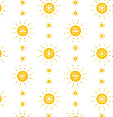 Saydam arkaplanda daireler çizen sarı çiçek sıralarının dijital png çizimi. İzole görüntü, şekil, renk ve desen kavramı.