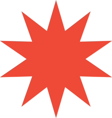 Şeffaf arkaplanda kırmızı soyut yıldız şeklinin dijital png çizimi. İzole görüntü, soyutlama ve şekil kavramı.