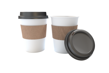 Şeffaf arkaplanda bulunan iki bardağın dijital png çizimi. İzole görüntü, kahve molası, susuzluk..