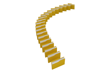 Saydam arkaplanda dokümanları olan dizinlerin dijital png çizimi. İzole imaj, iş ve ofis işi kavramı.