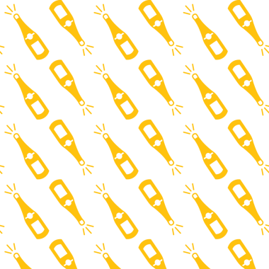 Saydam arkaplandaki sarı şampanya şişelerinin dijital png çizimi. İzole görüntü, şekil, renk, yiyecek ve içecek ve şablon kavramı.