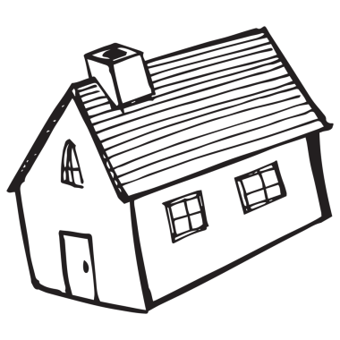 Siyah evin şeffaf arka plandaki dijital png çizimi. İzole görüntü, şekil, renk ve inşa kavramı.