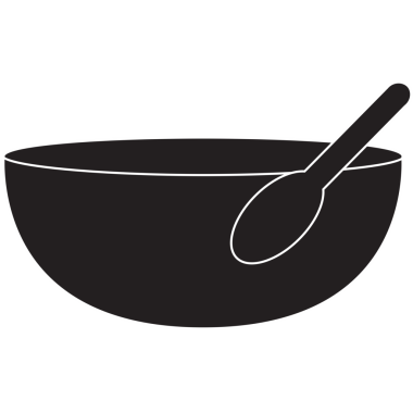 Şeffaf arka planda kaşıkla kâsenin dijital png çizimi. İzole görüntü, yemek ve yemekler..