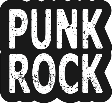 Şeffaf arka planda punk rock metninin dijital png çizimi. İzole görüntü, metin ve müzik konsepti.