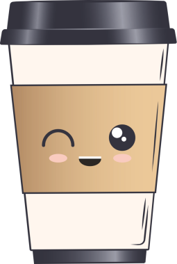 Şeffaf arka planda gülümseyen yemek fincanının dijital png çizimi. İzole görüntü, su ve içki..