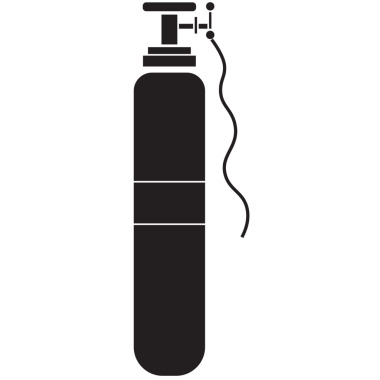 Şeffaf arkaplanda siyah oksijen tankının dijital png çizimi. İzole görüntü, ilaç ve sağlık hizmetleri.