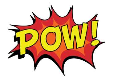 Şeffaf arkaplanda şekilleri olan pow metninin dijital png çizimi. İzole görüntü, çizgi roman ve iletişim.