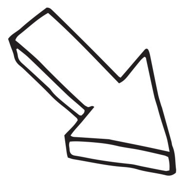 Şeffaf arkaplanda siyah okun dijital png çizimi. İzole görüntü, yön ve rota.