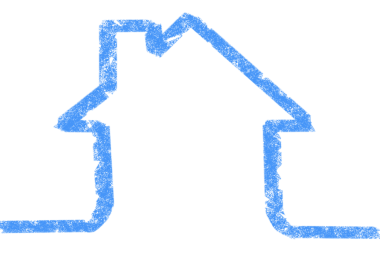 Şeffaf arkaplanda mavi ev şeklinin dijital png çizimi. İzole görüntü, yapı ve mimari.