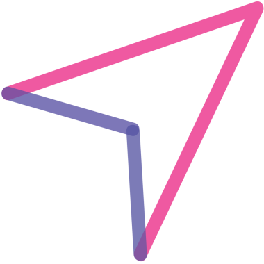 Şeffaf arkaplanda pembe ve mavi okun dijital png çizimi. İzole görüntü, şekiller ve kalıp kavramı.