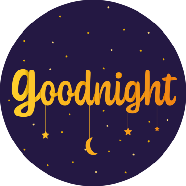 Çemberin dijital png çizimi. Saydam arkaplanda ay ve yıldızlı iyi geceler metni. Ayrı bir görüntü, elveda ve hoşça kal, gece, akşam.