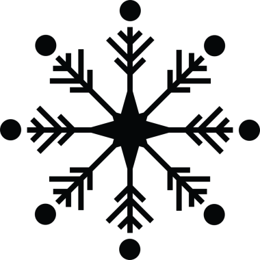 Digital png illustration of black snowflake on transparent background. Isolated image, shapes and winter concept.