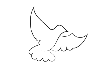 Saydam arkaplanda kopya alanı olan siyah ve şeffaf güvercinin dijital png çizimi. İzole görüntü, doğa, hayvan ve yazı kavramı.