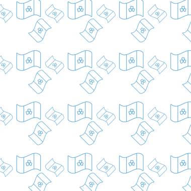 Şeffaf arkaplanda tekrarlanan bayrakların mavi deseninin dijital png çizimi. İzole görüntü, kalıp ve şekil kavramı.