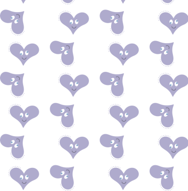 Şeffaf arkaplanda tekrarlanan gülümseyen kalplerin mor deseninin dijital png çizimi. İzole görüntü, kalıp ve şekil kavramı.