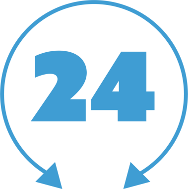 Saydam arkaplanda okları olan mavi 24 sayısının dijital png çizimi. İzole görüntü, sayı, yön ve şekil kavramı.