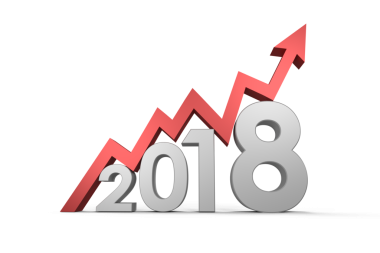 2018 yılının dijital png resmi ve saydam arkaplanda kırmızı ok. İzole görüntü, şekiller ve veri kavramı.