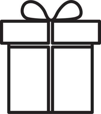 Kurdeleli büyük siyah hediyenin dijital png çizimi ve şeffaf arkaplanda eğilme. İzole görüntü, hediye, doğum günü ve kutlama.