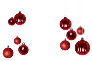 Şeffaf arkaplanda kırmızı noel takılarının dijital png çizimi. İzole görüntü, Noel ve dekorasyonlar.